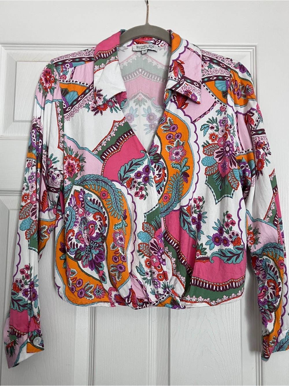 Rachel Zoe Multicolor Floral Paisley Wrap Blouse